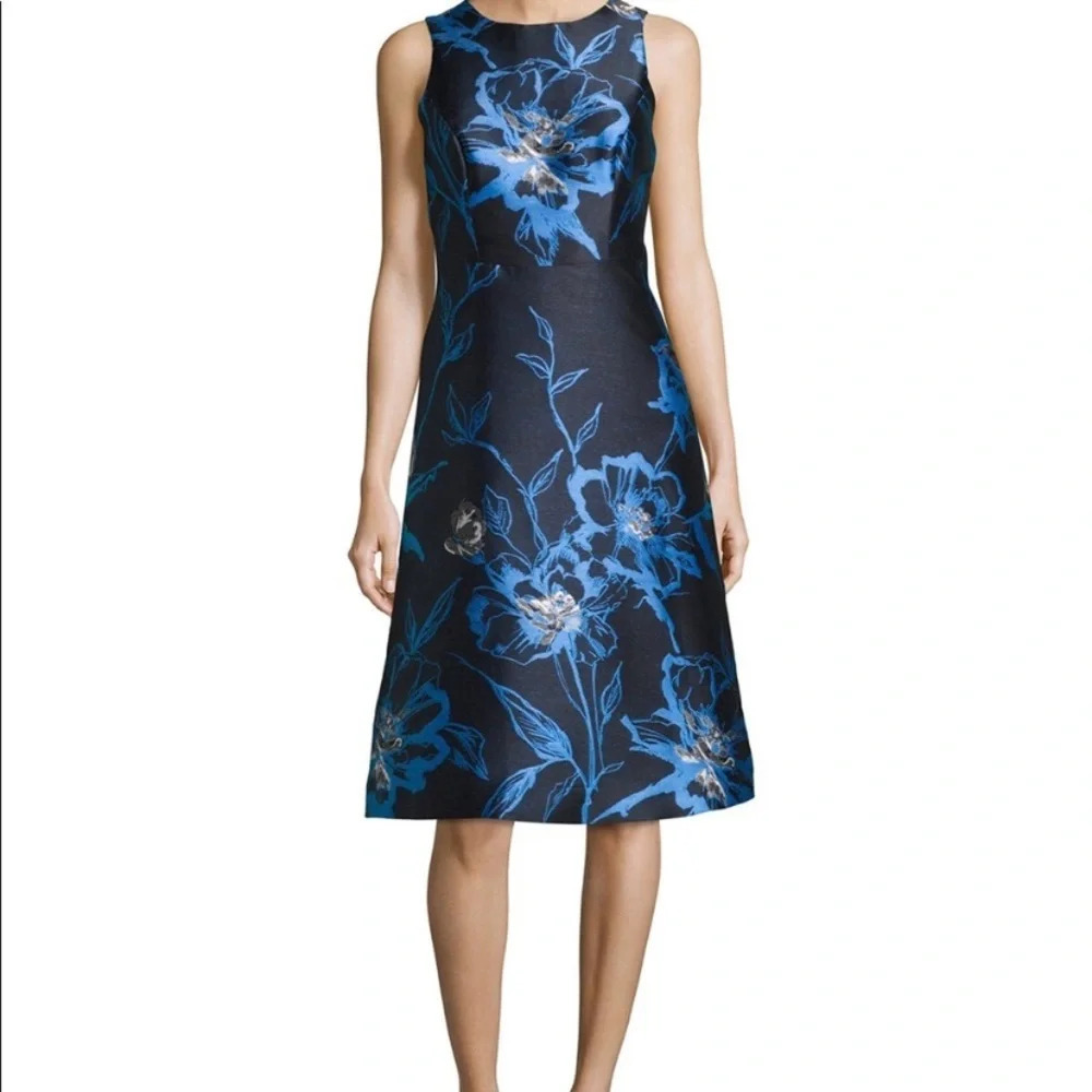 New! Shoshanna Midnight Bellevue Fit Flare Sleeveless Dress Floral 16832